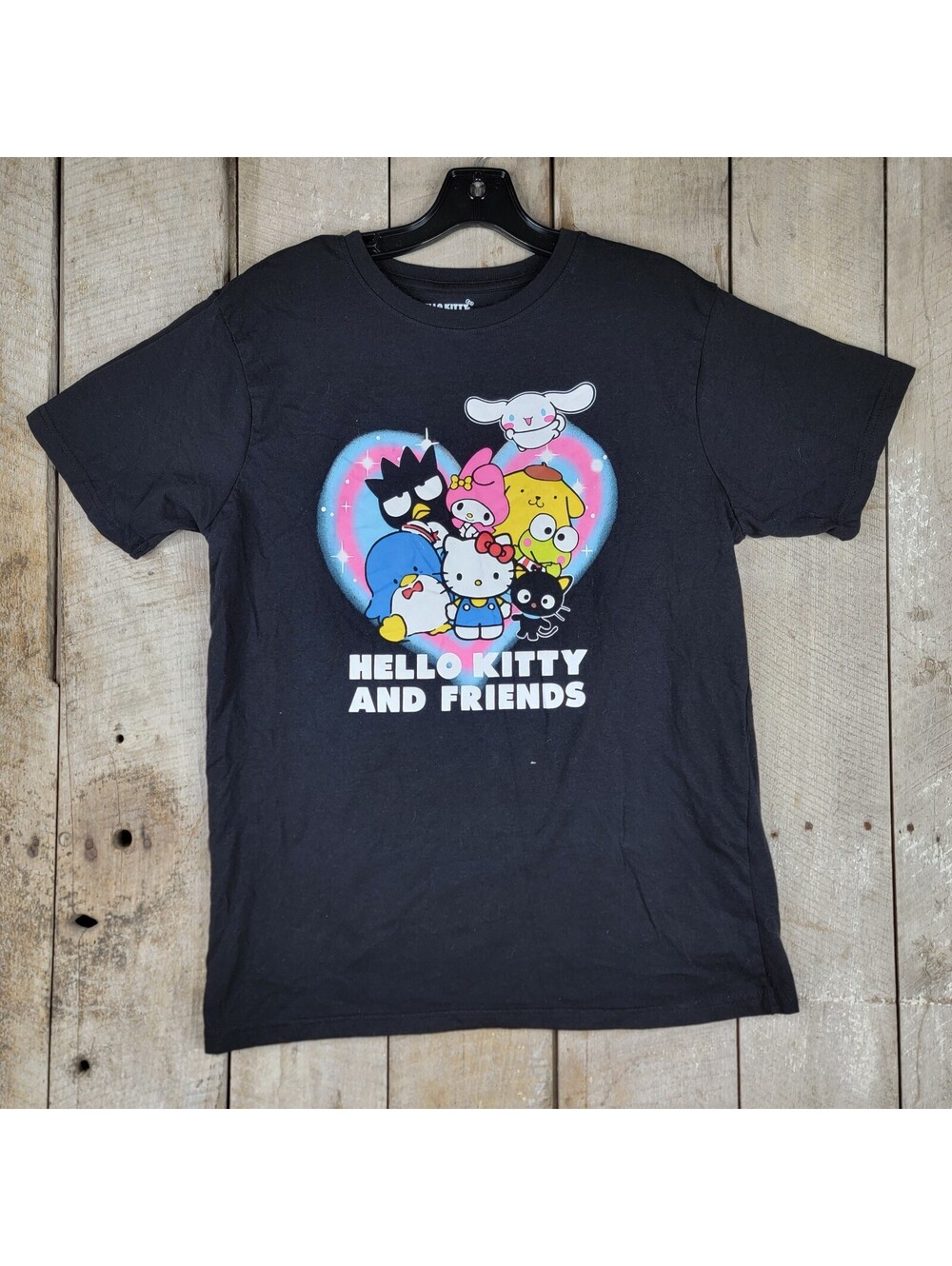 Hello Kitty and Friends Sanrio 2024 Black Graphic T-Shirt Size L Cute Kawaii Tee
